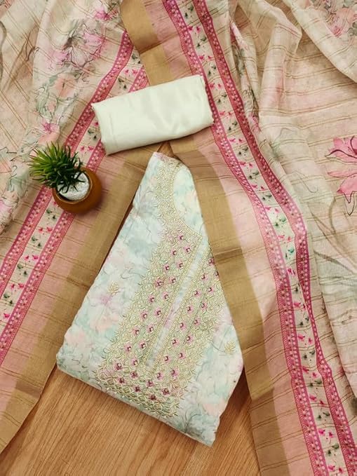 chanderi Salwar suit Border Work chanderi Dupatta free size