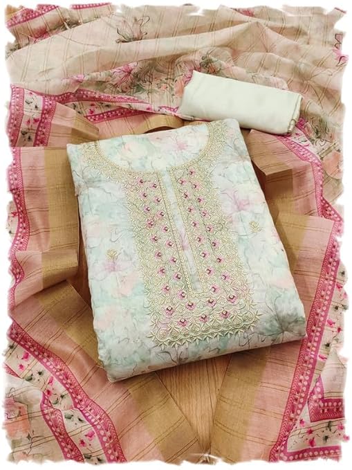 chanderi Salwar suit Border Work chanderi Dupatta free size