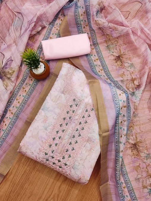 chanderi Salwar suit Border Work chanderi Dupatta free size