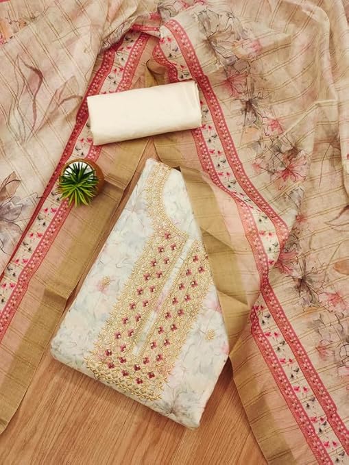 chanderi Salwar suit Border Work chanderi Dupatta free size