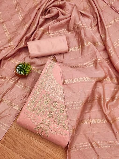 chanderi Salwar suit Border Work chanderi Dupatta free size