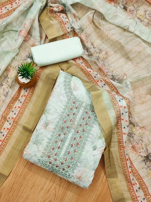 chanderi Salwar suit Border Work chanderi Dupatta free size
