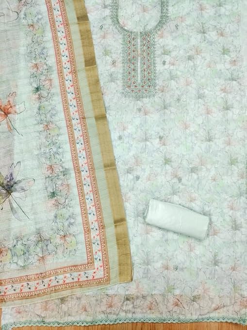 chanderi Salwar suit Dress material With Border Work chanderi Dupatta free size