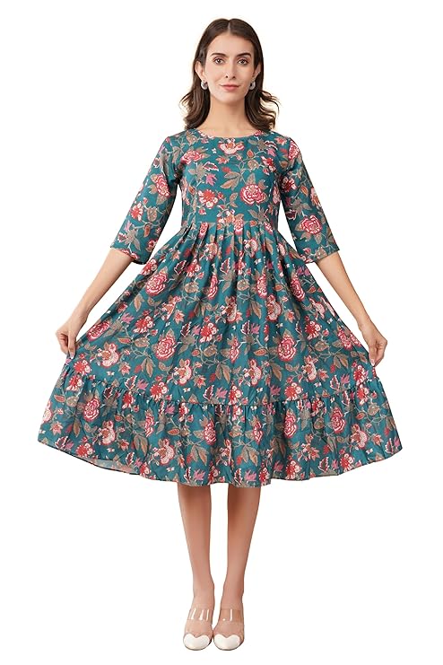 Green Printed Anarkali Kurti