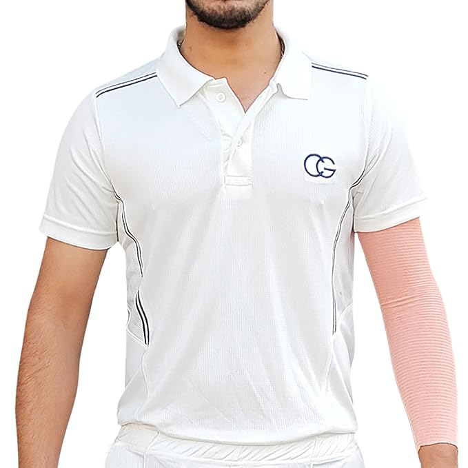 Half Sleeves Cricket Tshirt for Men (White)
