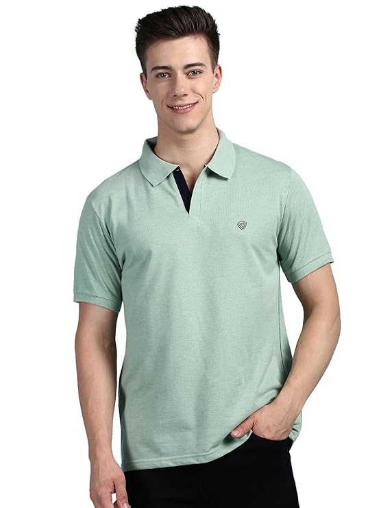 Lux Cozi Men's Regular Fit Polo Neck Half Sleeve Solid Casual T-Shirt