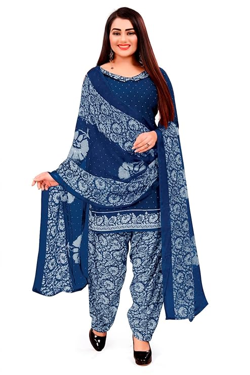 Patiyala Dress Material With Dupatta Printed